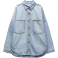 Women's Versatile Light-Blue Denim Shirt Jacket - Cotton Commuter