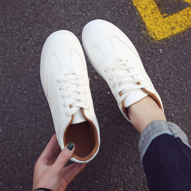 Women's White Platform Sneakers - Korean Style Thick Sole Casual Shoes
