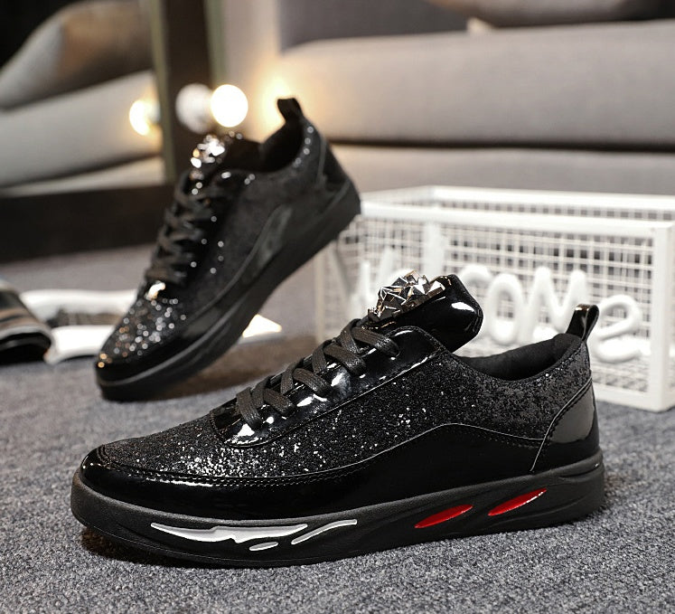 Men's Low-Top Casual Sneakers — Faux Leather with Rear Strap