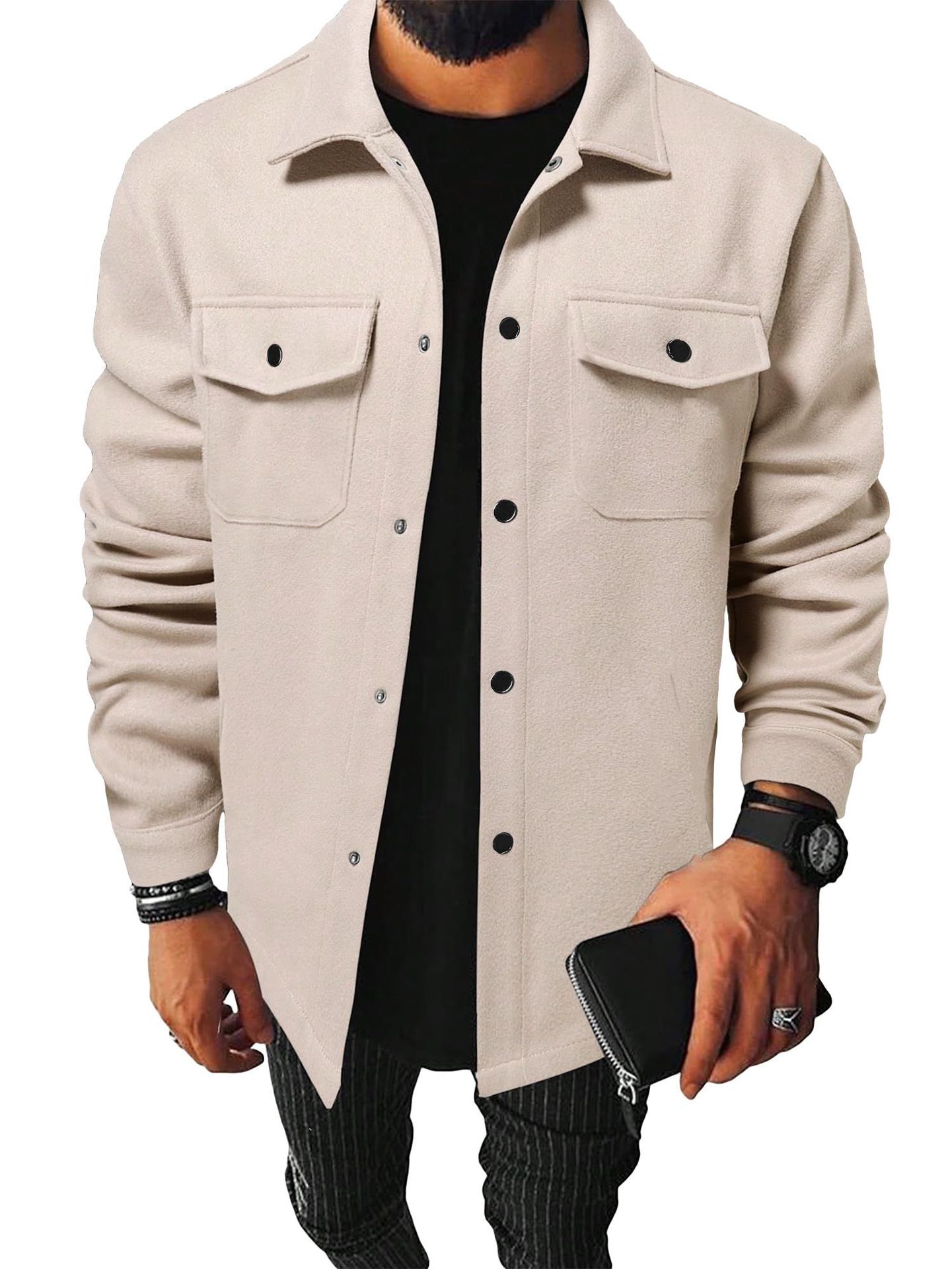 Men's Brushed Flannel Shirt - Thick Casual Button-Up