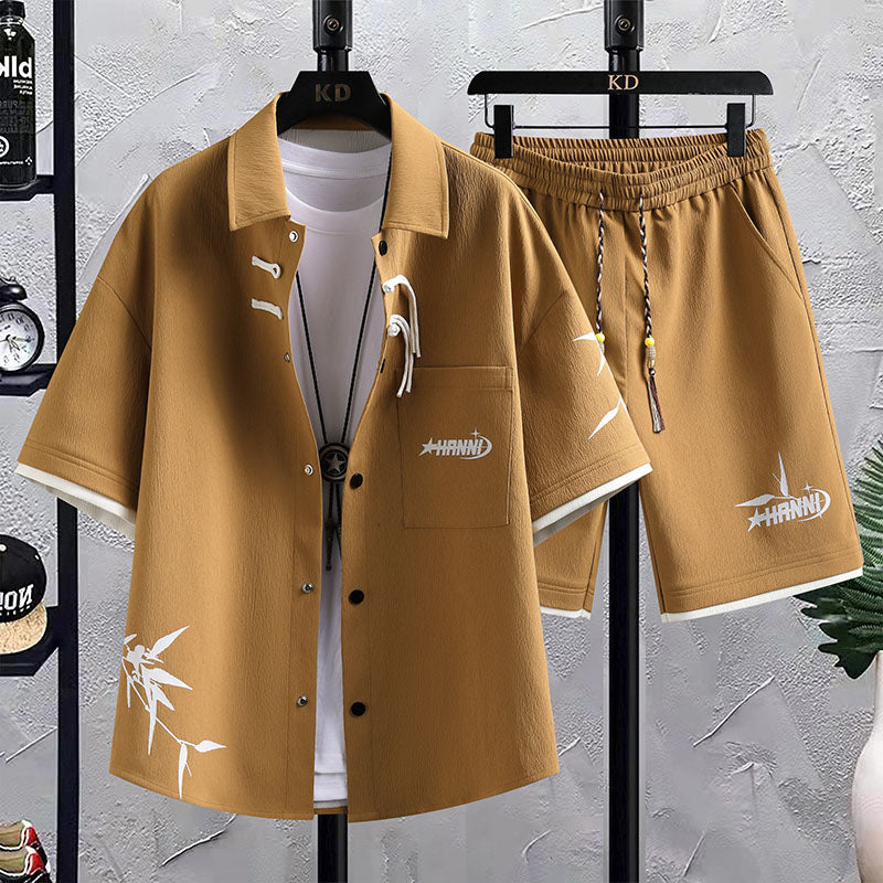 Men's Chinese Style Summer Shirt & Shorts Set — Casual Sports 2-Piece