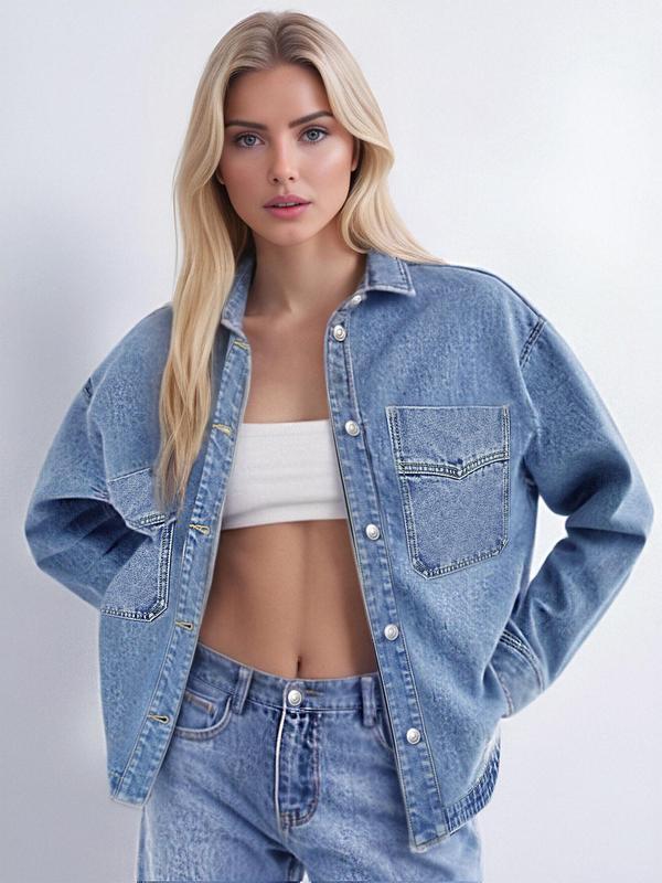Women's Rabbit Fur-Lined Denim Jacket — Casual Long Sleeve Warm Style