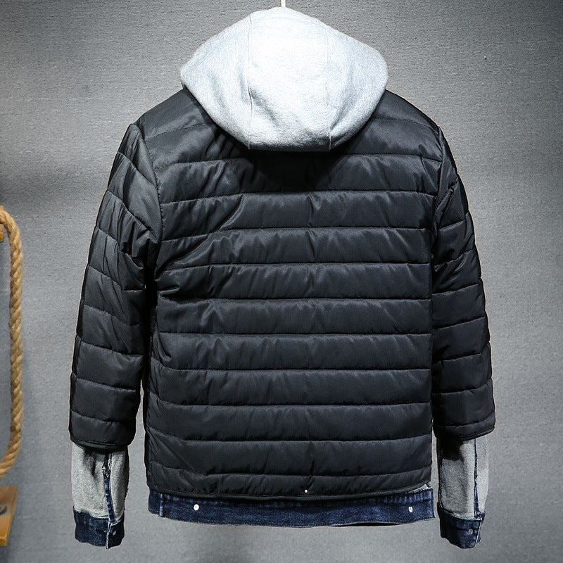 Men's Thick Hooded Denim Jacket - Winter Slim Fit Cotton