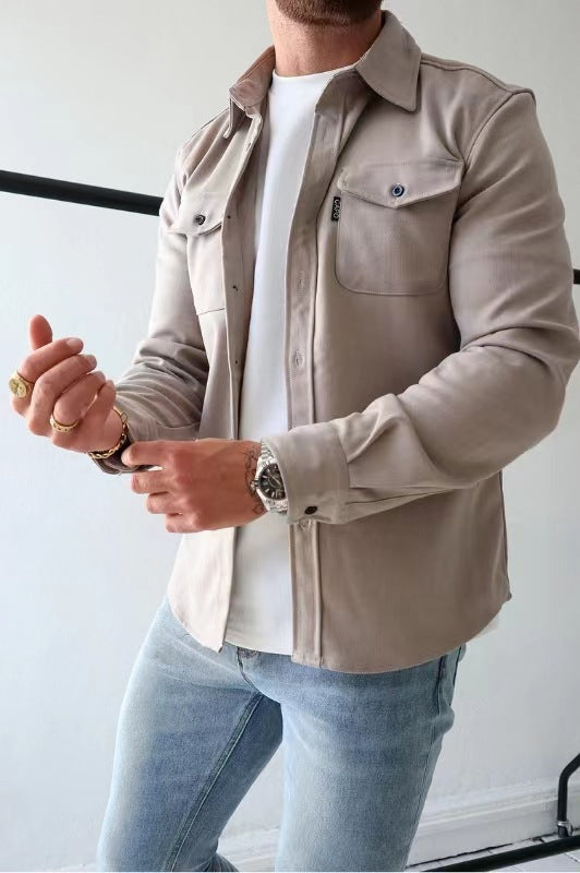 Men's Brushed Casual Shirt - Thick Warm Slim Fit Button-Up