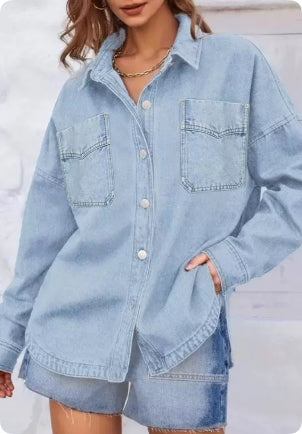 Women's Rabbit Fur-Lined Denim Jacket — Casual Long Sleeve Warm Style