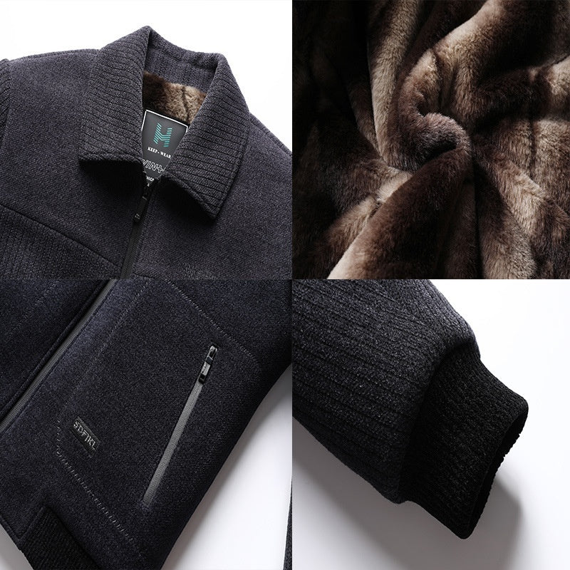Men's Velvet Padded Winter Coat - Thick Warm Jacket