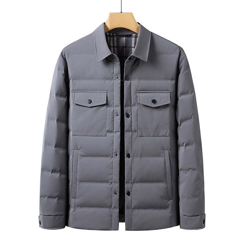 High Quality Down White Duck Down Simple Polo Collar Warm Jacket