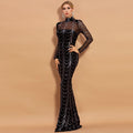 Women's Sequin Maxi Dress - Long Sleeve Party Dress