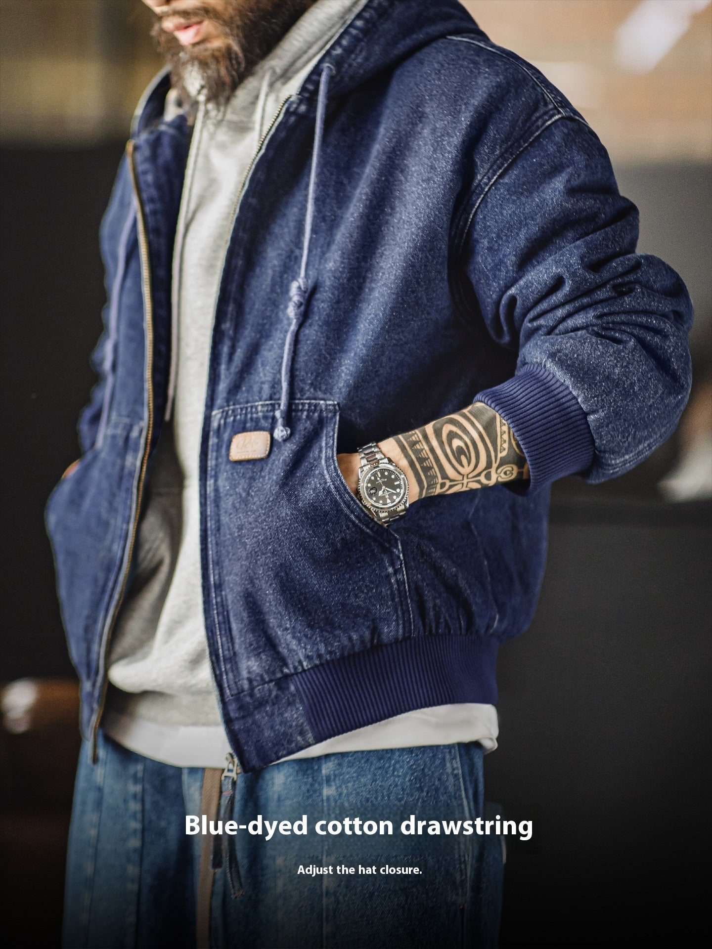 Men's American Retro Washed Hooded Denim Jacket — Workwear Style