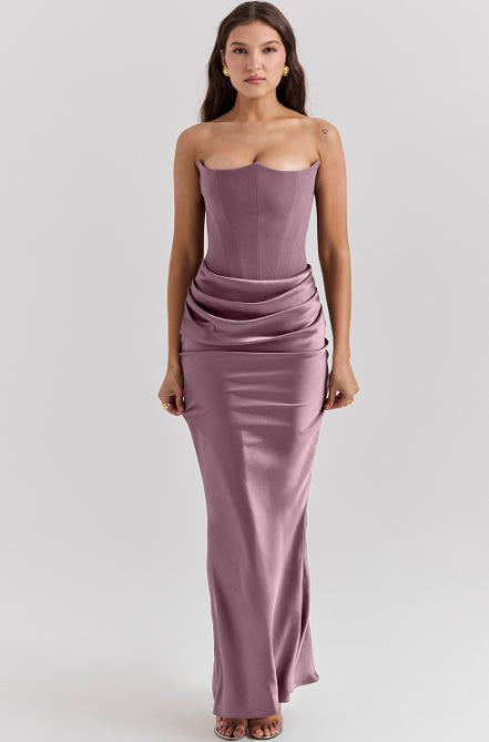 Women's Tube Top Evening Dress - Backless Party Dress