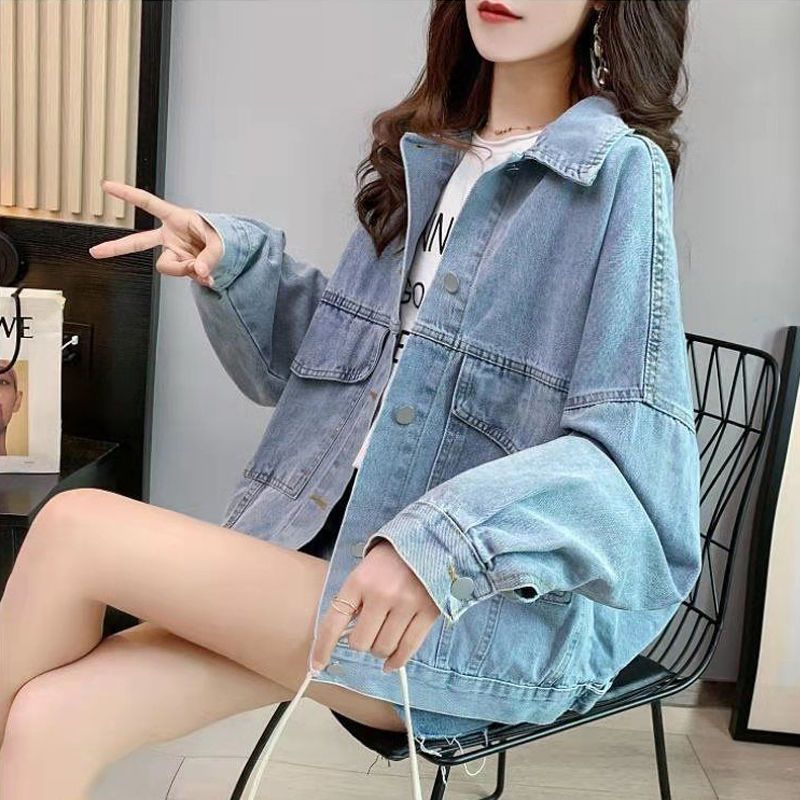 Women's Korean Style Embroidery Loose Denim Jacket — Spring & Autumn