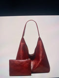 Women's Burgundy Hobo Shoulder Bag with Mini Wallet