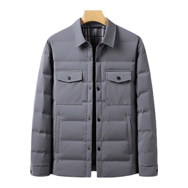 High Quality Down White Duck Down Simple Polo Collar Warm Jacket