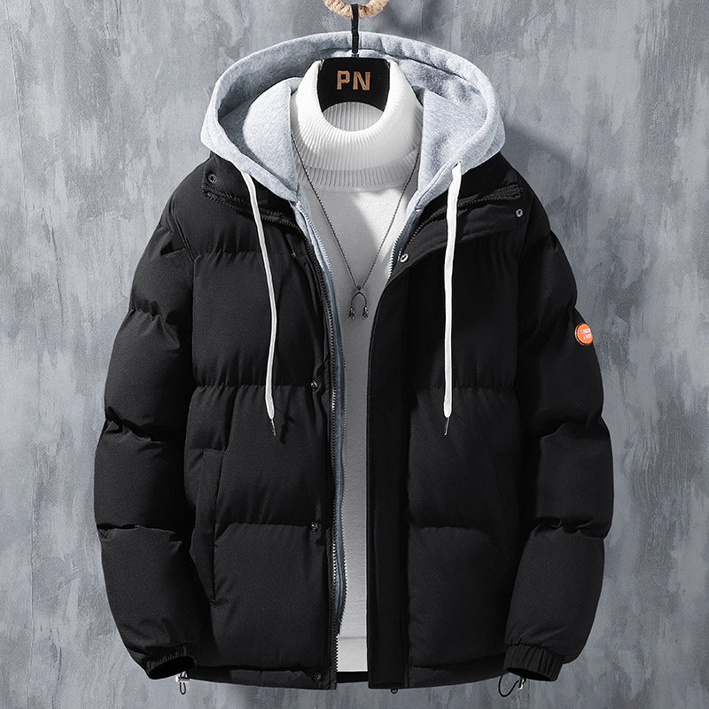Men's Hooded Winter Jacket - Windproof Thickened Cotton Coat