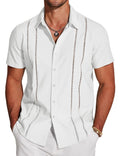Men's Hawaiian Linen Shirt - Short Sleeve Vacation Style