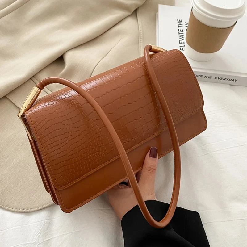 Women's Vintage Shoulder Bag - Soft PU Leather Handbag