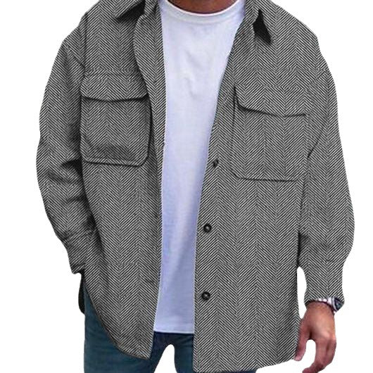 Men's Polo Work Jacket - Fashion Collar Coat