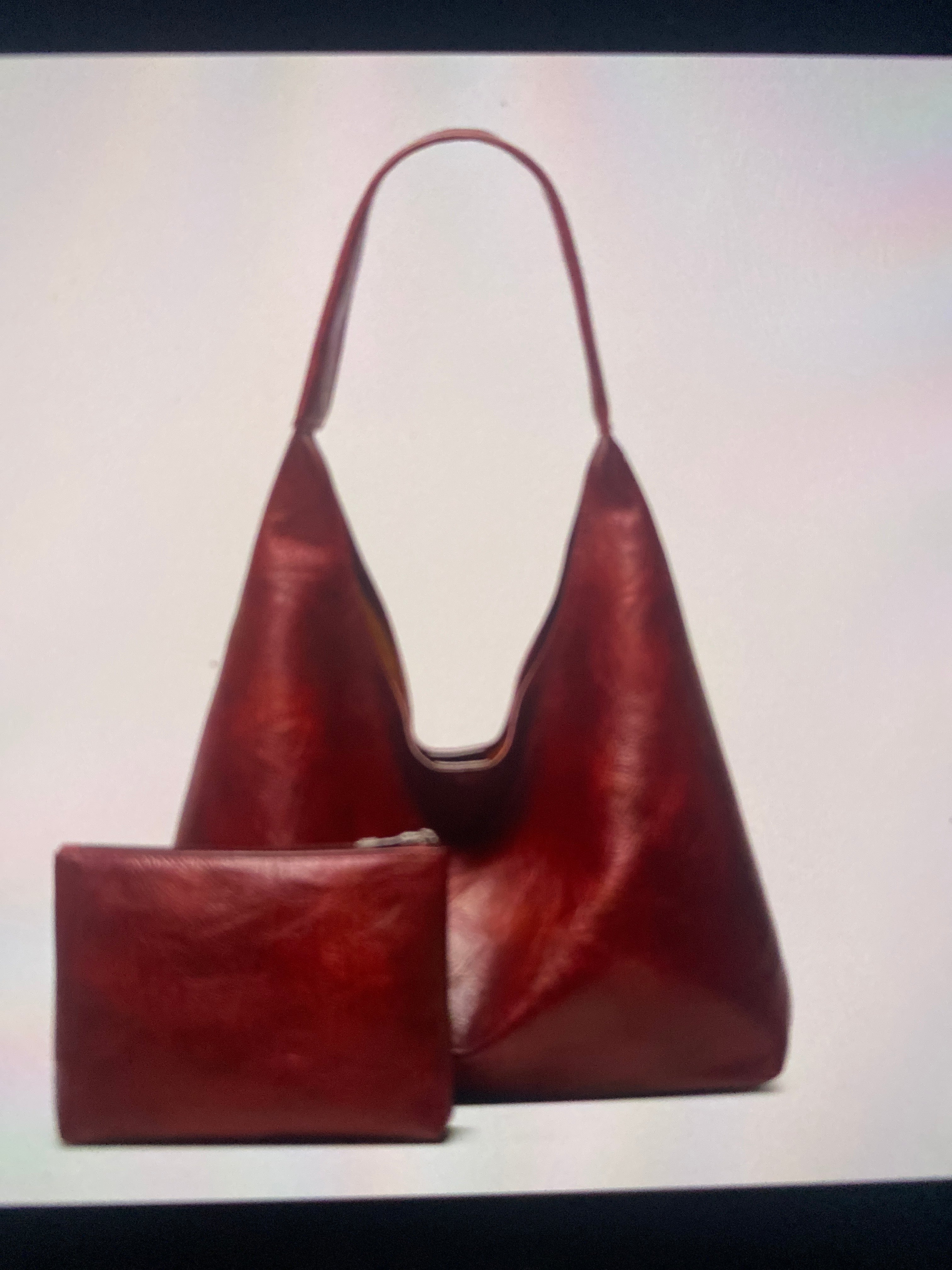 Women's Burgundy Hobo Shoulder Bag with Mini Wallet