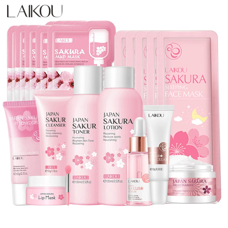 Korean Sakura Skincare Set - Complete Face Care Collection