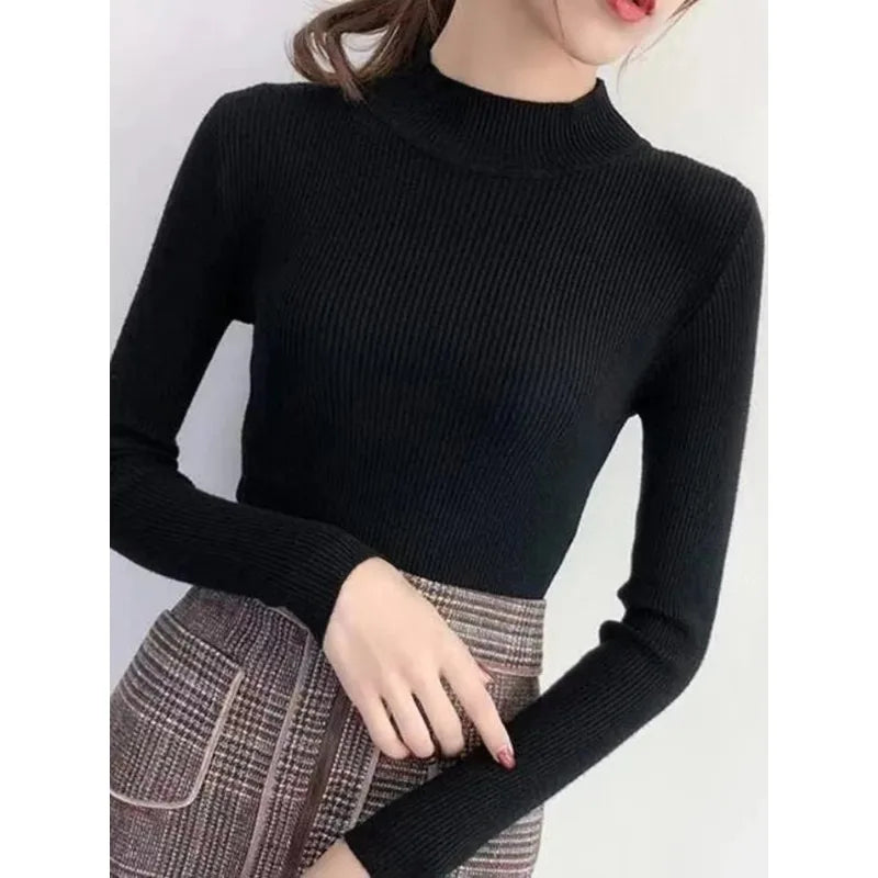 Women's Mock Neck Sweater - Vintage Knit Pullover