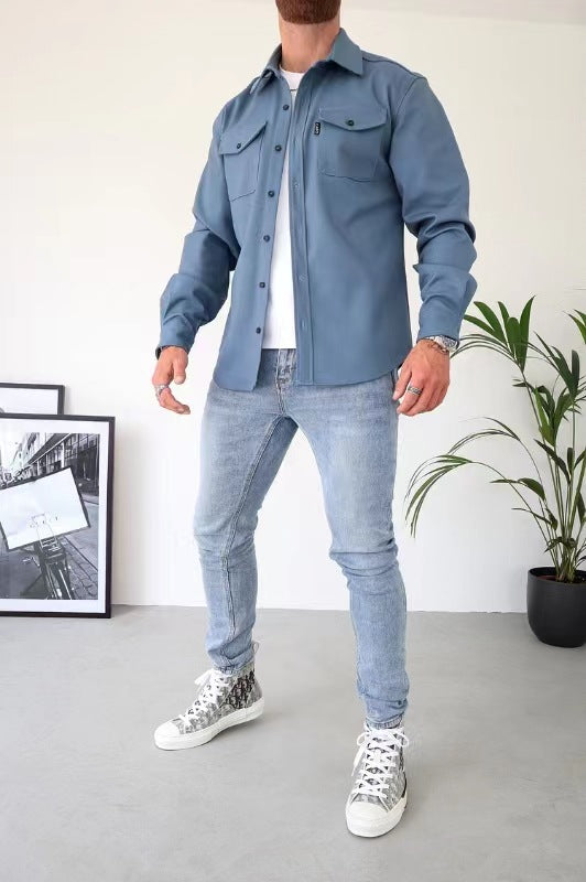 Men's Brushed Casual Shirt - Thick Warm Slim Fit Button-Up