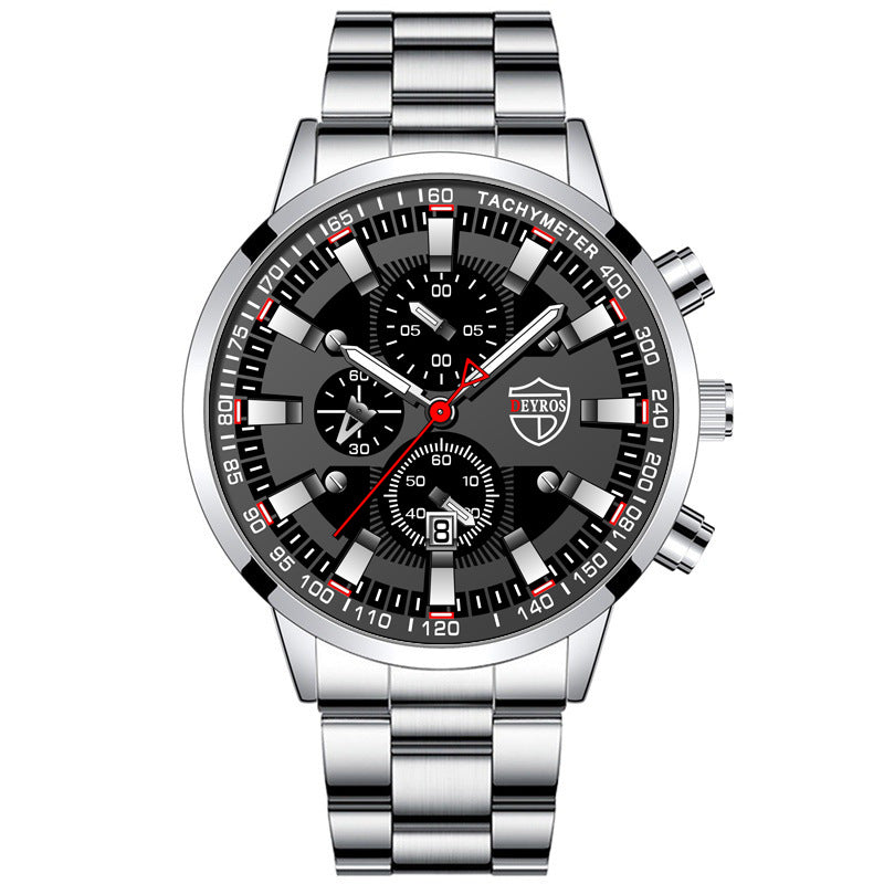 Men's Stainless Steel Quartz Watch - Luminous Dial