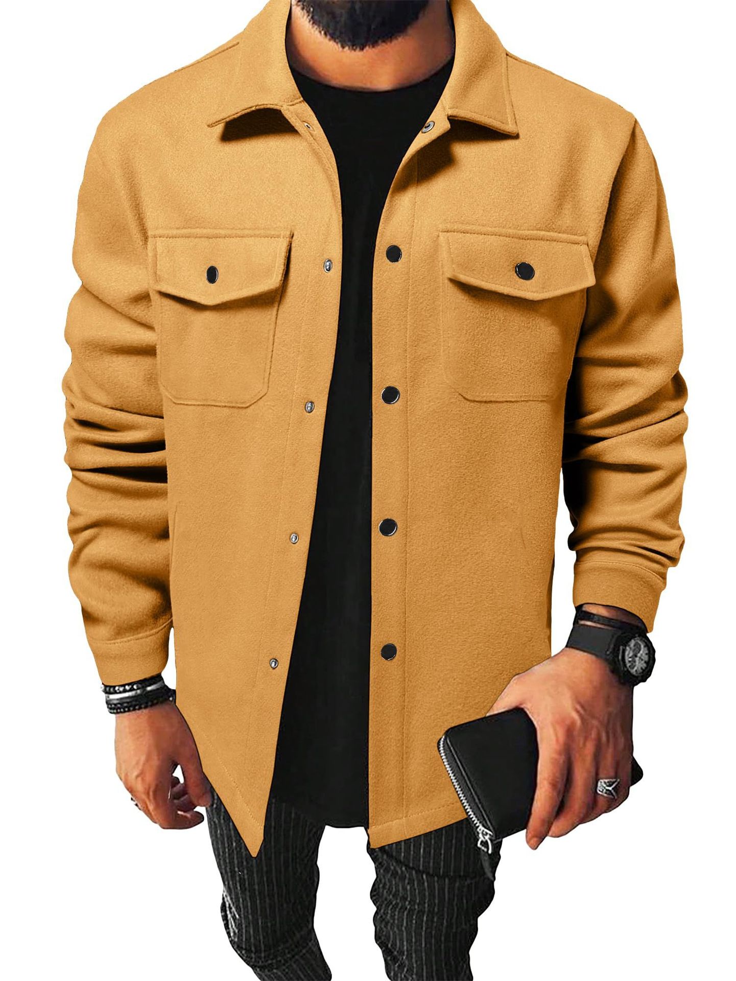 Men's Brushed Flannel Shirt - Thick Casual Button-Up