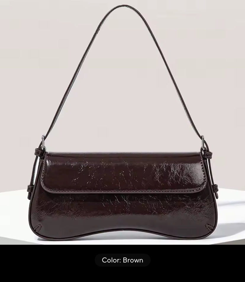 Women's Patent Leather Baguette Shoulder Bag