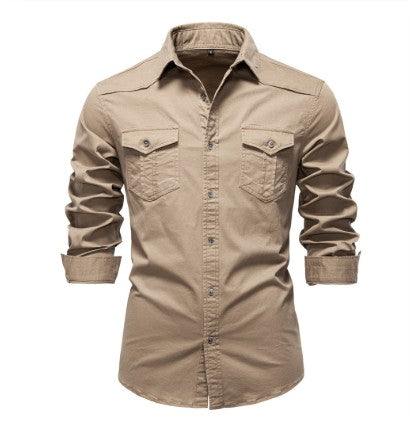 Men's Slim Fit Long Sleeve Denim Shirt — Classic Button-Up Style