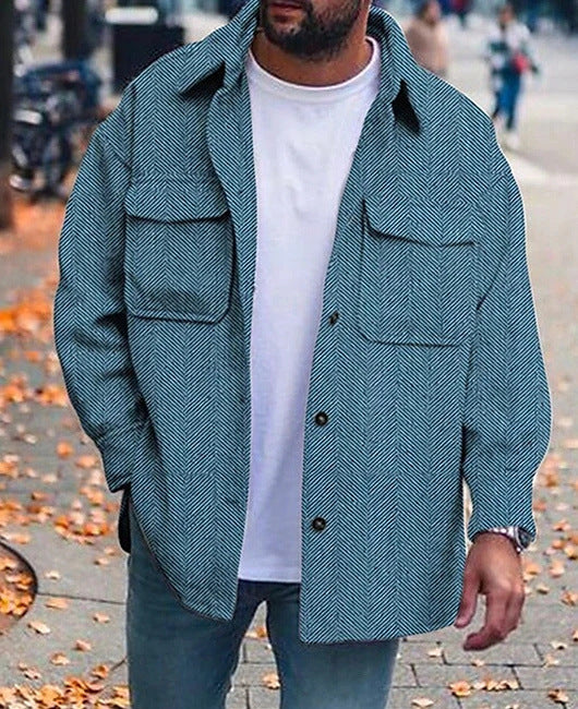 Men's Polo Work Jacket - Fashion Collar Coat