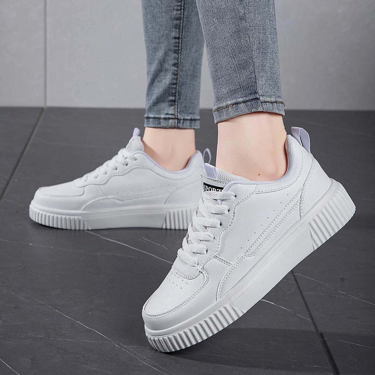Unisex White Sneakers - Casual Sports Walking Shoes for Men & Women
