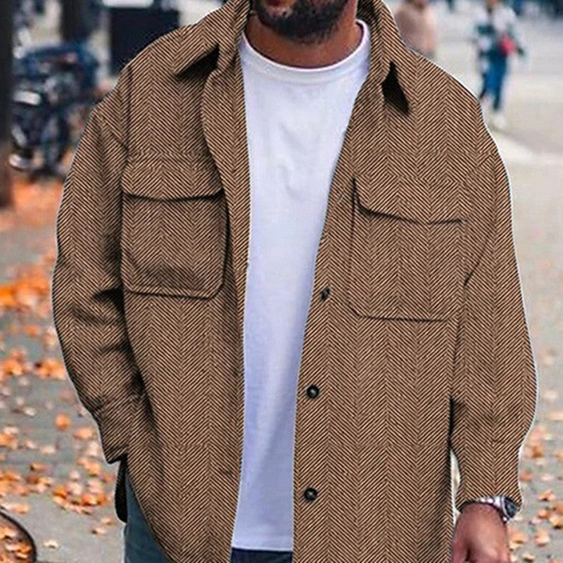 Men's Polo Work Jacket - Fashion Collar Coat