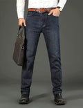 2026 New Style Business Men's Jeans Casual Straight Stretch Fashion Classic Blue Black Work Pant Denim Trousers Male Clothing