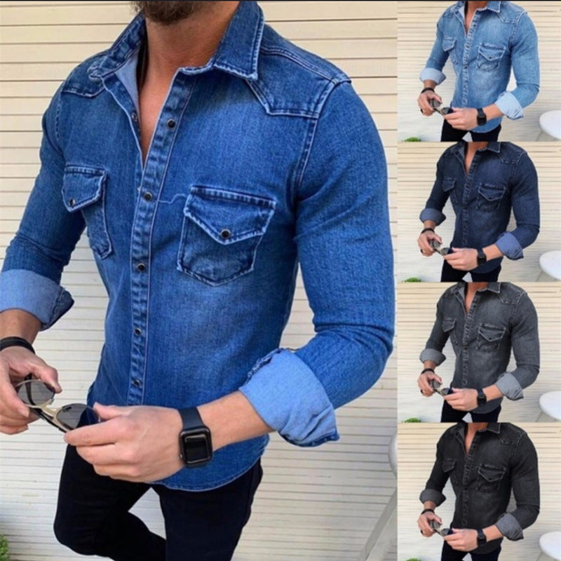 Men's Slim-Fit Denim Jacket - Cotton Mid-Length Casual Jacket
