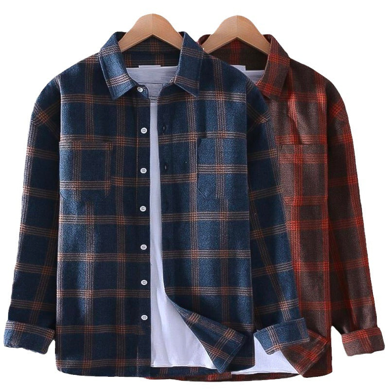 Men's Plaid Long Sleeve Shirt - Casual Button-Down