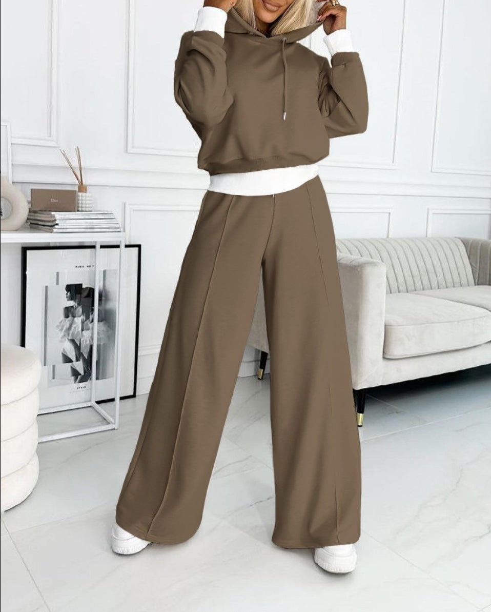 Women's Hoodie Suit Set - Sporty Casual Long-Sleeve Sweatshirt & Sweatpants