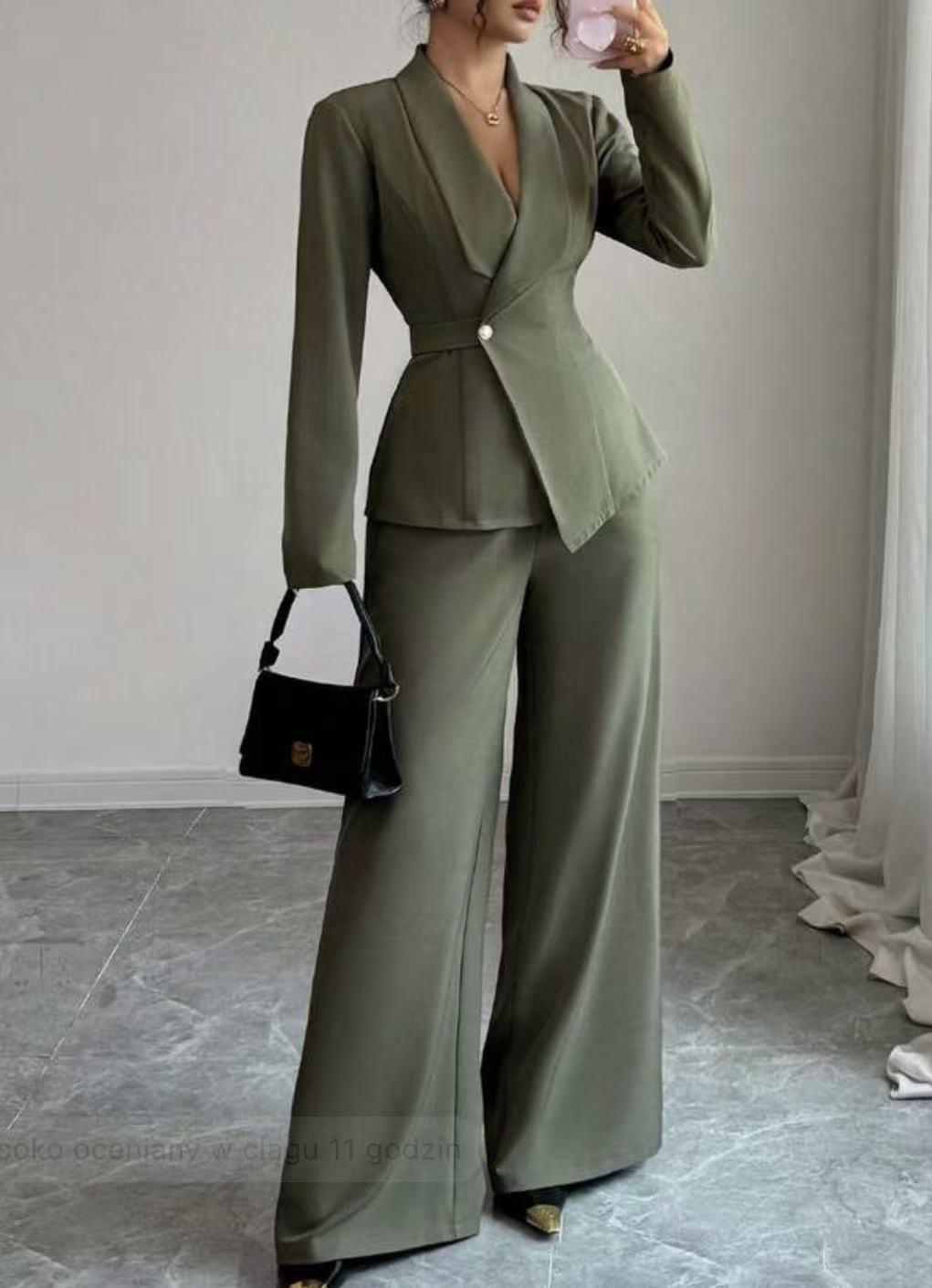 Women's Two-Piece Pants Set - Long Sleeve Top & Straight Leg Trousers