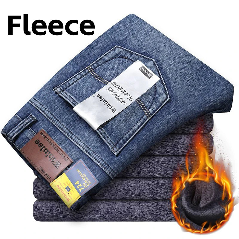 2026 New Style Business Men's Jeans Casual Straight Stretch Fashion Classic Blue Black Work Pant Denim Trousers Male Clothing