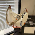 Women's Cream Crescent Hobo Bag with Boho Geometric Strap