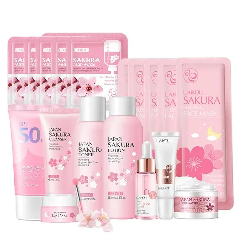Korean Sakura Skincare Set - Complete 6-Step Face Care Collection