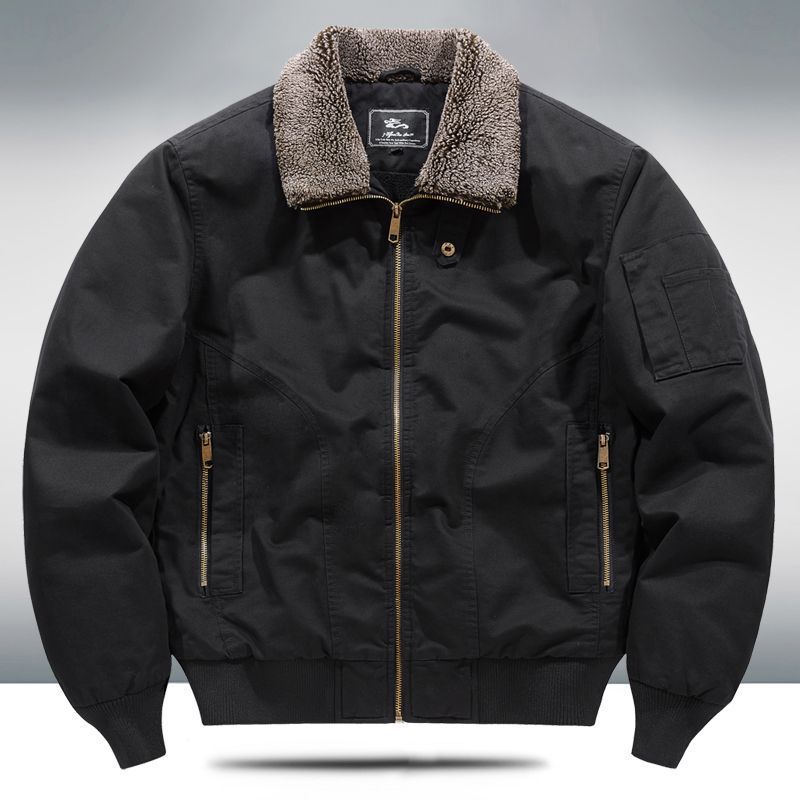 Men's Fleece-Lined Winter Coat - Cotton Jacket Plus Size