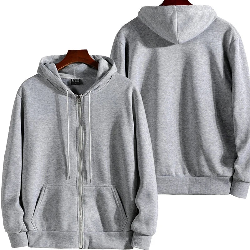 Men's Zipper Hoodie - Long Sleeve Casual Sweatshirt