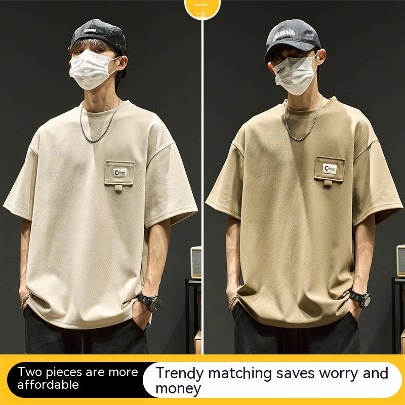 Men's Waffle Knit T-Shirt - Short Sleeve Summer Casual Top