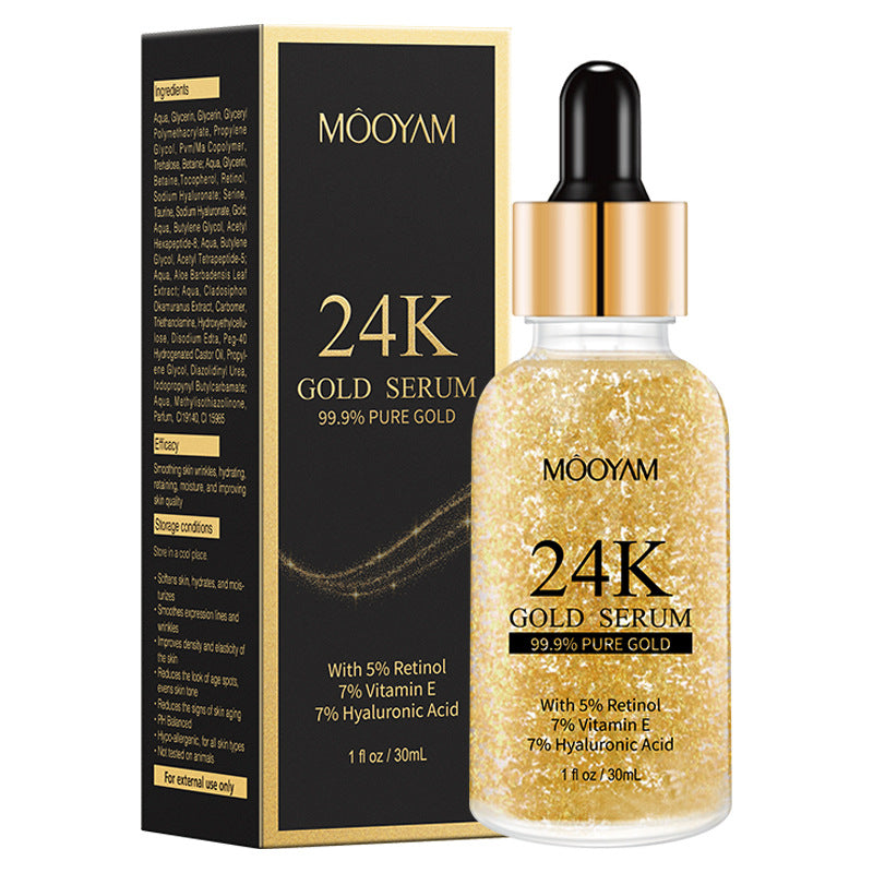 24K Gold Foil 30mL Vitamin E Retinol Anti-Wrinkle Lifting Face Serum