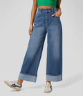 Women's Straight Jeans - High Waisted Denim Pants