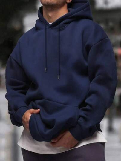 Men's Drop Shoulder Hoodie - Oversized Streetwear Style