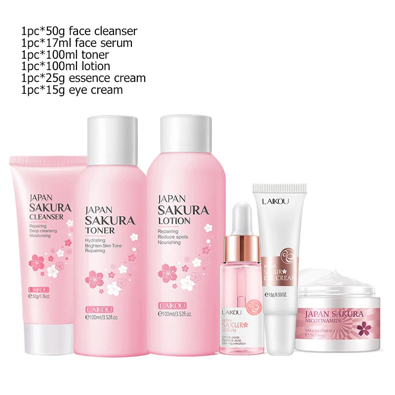 Korean Sakura Skincare Set - Complete Face Care Collection