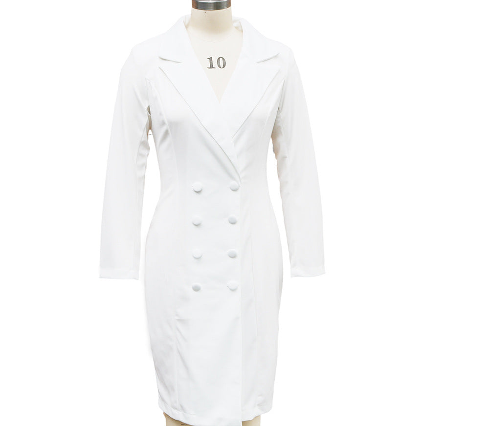 Women's Blazer Dress - Double Breasted Long Sleeve Jacket Dress