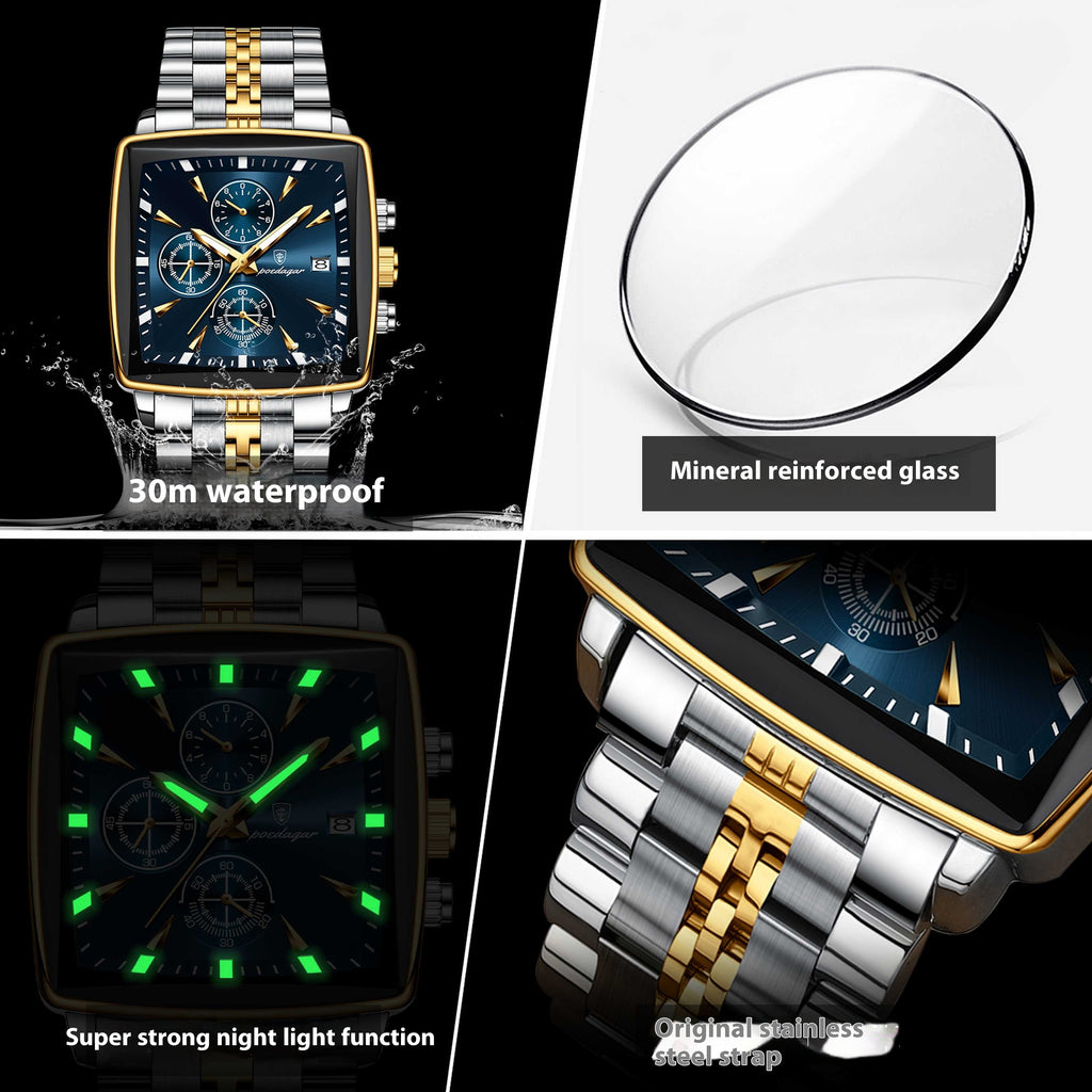 Men's Multifunctional Business Watch - Waterproof Stainless Steel Fashion Watch