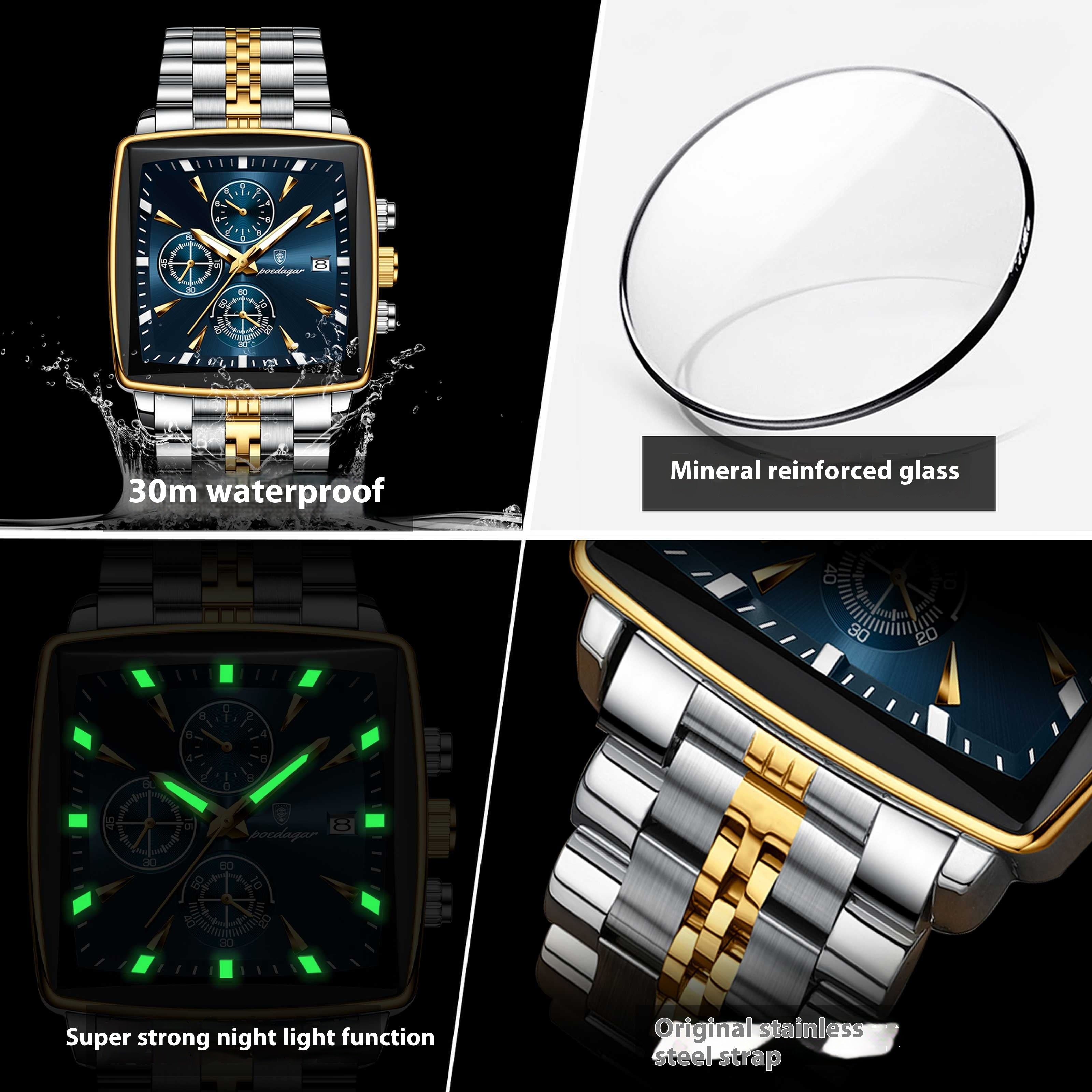 Men's Multifunctional Business Watch - Waterproof Stainless Steel Fashion Watch